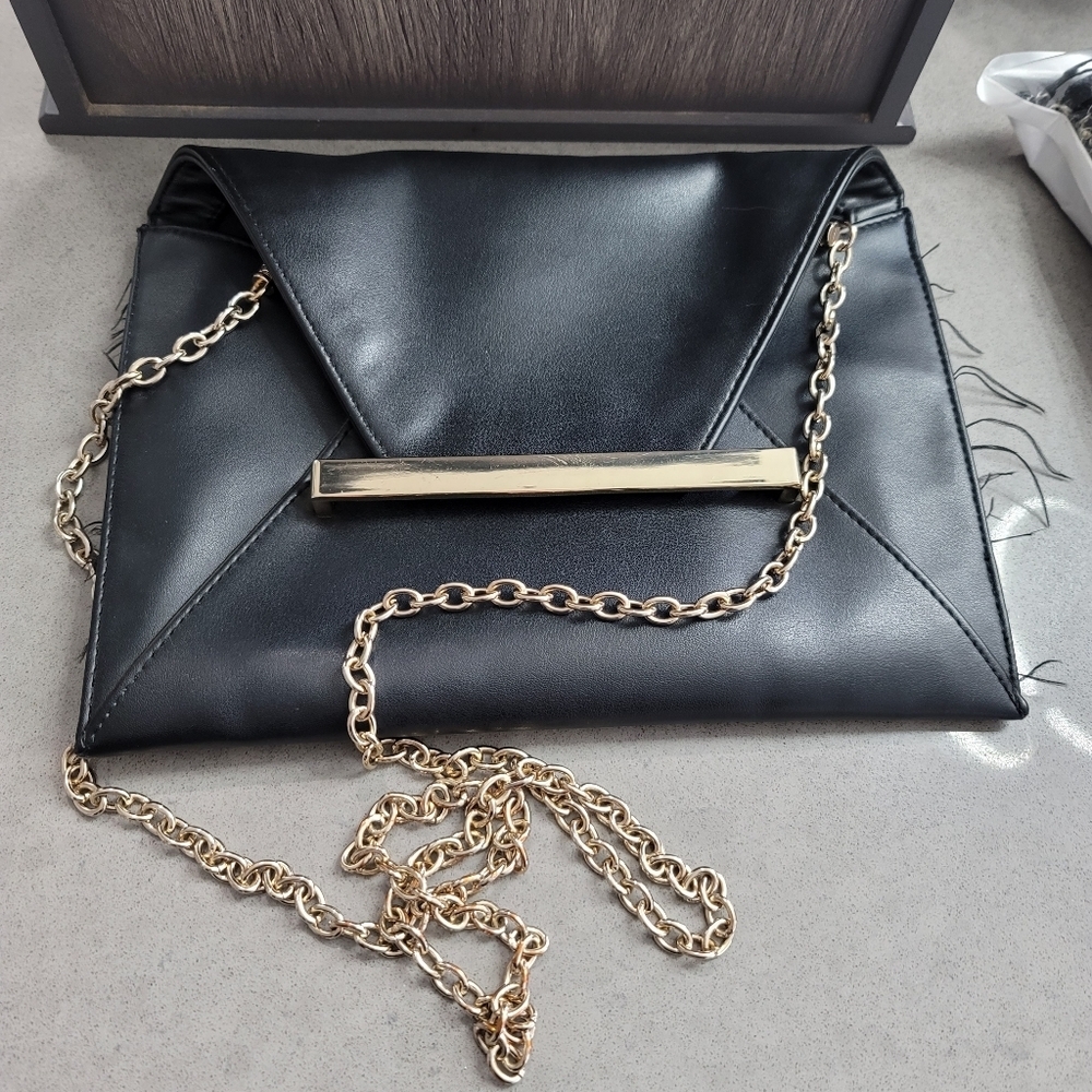 Frayed Black And Gold Cross Body Bag​ - Picture 2 of 10